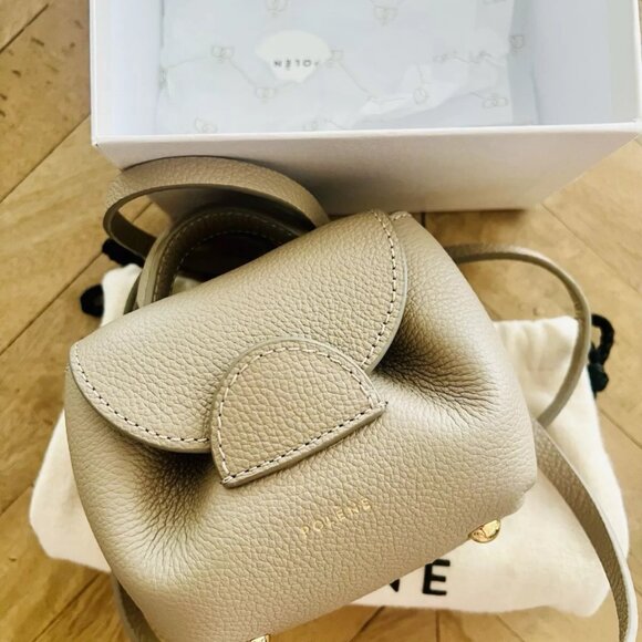 $1195 Authentic POLENE Numero Un Taupe Made in SPAIN Micro Mini Crossbody Bag - Picture 8 of 11